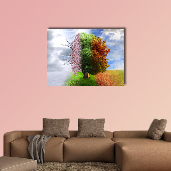 Four season tree, photo manipulation, magical, canvas wall art