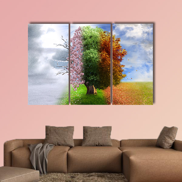 Four season tree, photo manipulation, magical, canvas wall art
