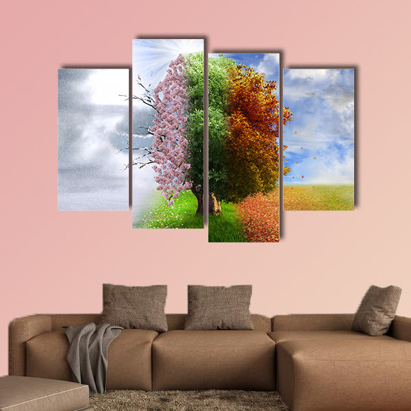 Four season tree, photo manipulation, magical, canvas wall art