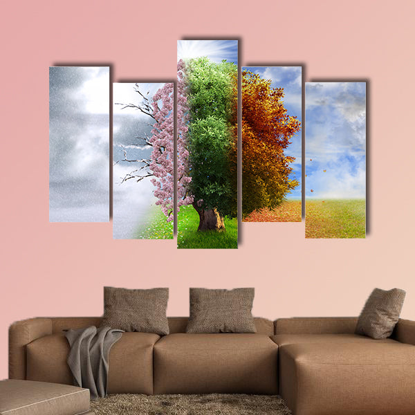 Four season tree, photo manipulation, magical, canvas wall art