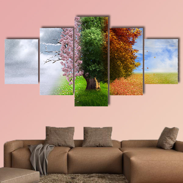 Four season tree, photo manipulation, magical, canvas wall art