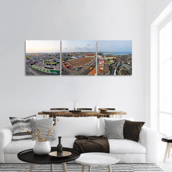 Accra, Ghana in evening from the Jamestown Lighthouse panoramic canvas wall art