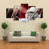 Football Player with a red uniform on a Locker room Multi panel canvas wall art