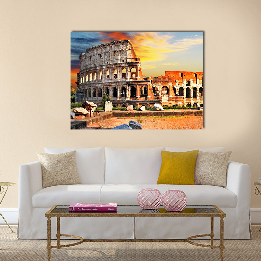 Great Colosseum in sunset Rome multi panel canvas wall art