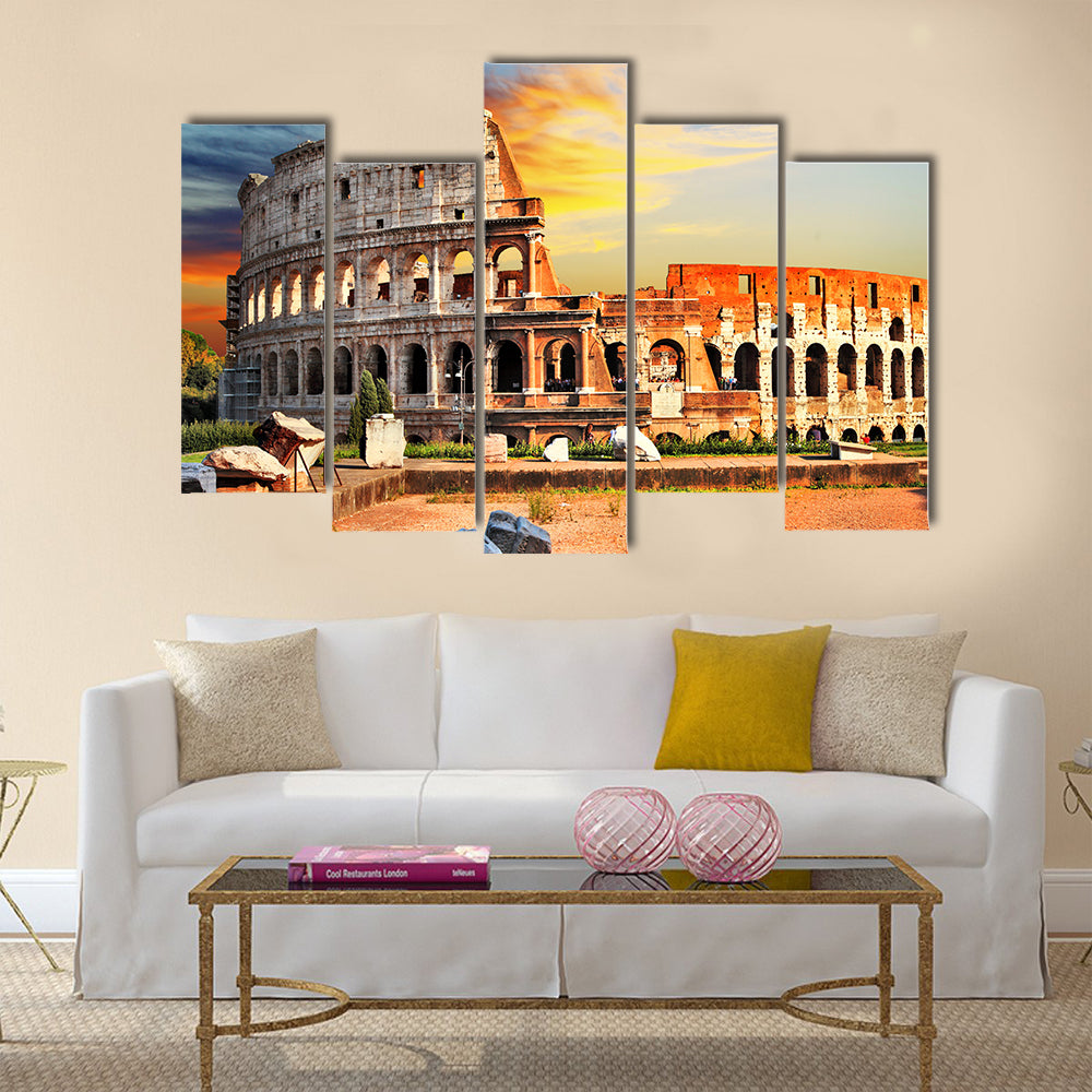 Great Colosseum in sunset Rome multi panel canvas wall art