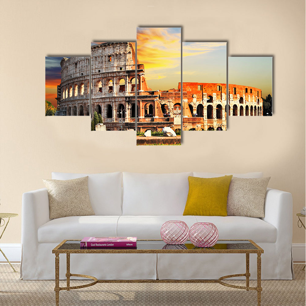 Great Colosseum in sunset Rome multi panel canvas wall art