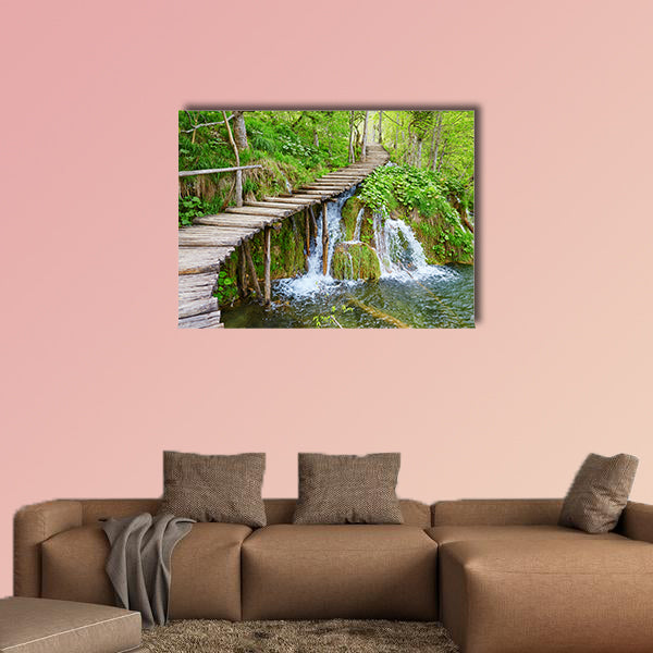 Cascades near the tourist path in Plitvice lakes national park wall art