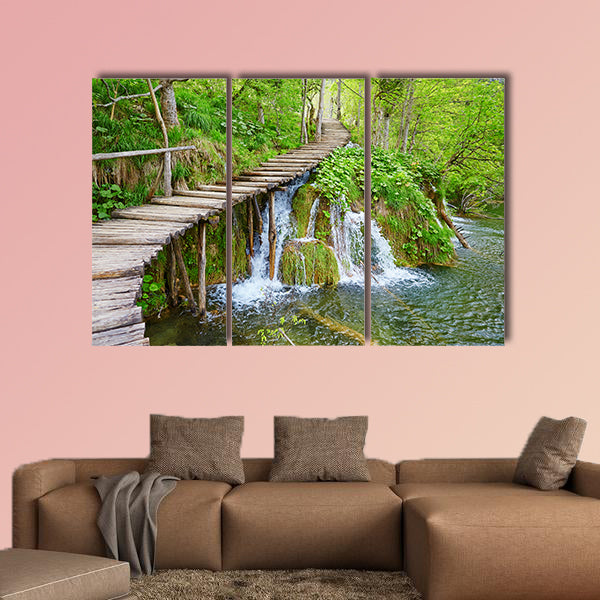 Cascades near the tourist path in Plitvice lakes national park wall art