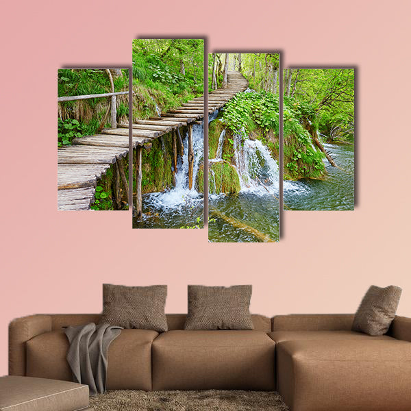 Cascades near the tourist path in Plitvice lakes national park wall art