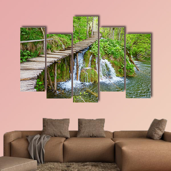Cascades near the tourist path in Plitvice lakes national park wall art