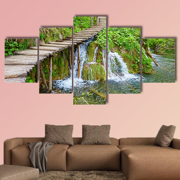 Cascades near the tourist path in Plitvice lakes national park wall art