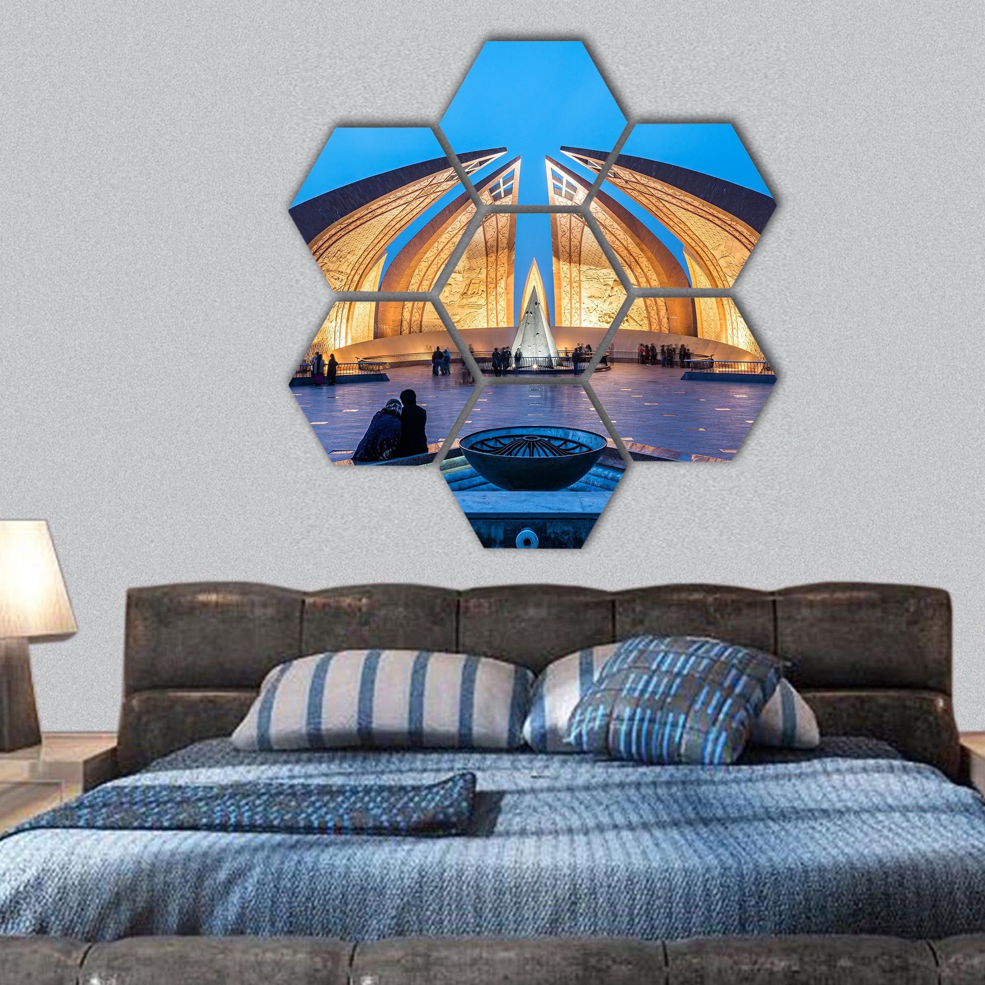 Pakistan Monument landmark hexagonal canvas wall art
