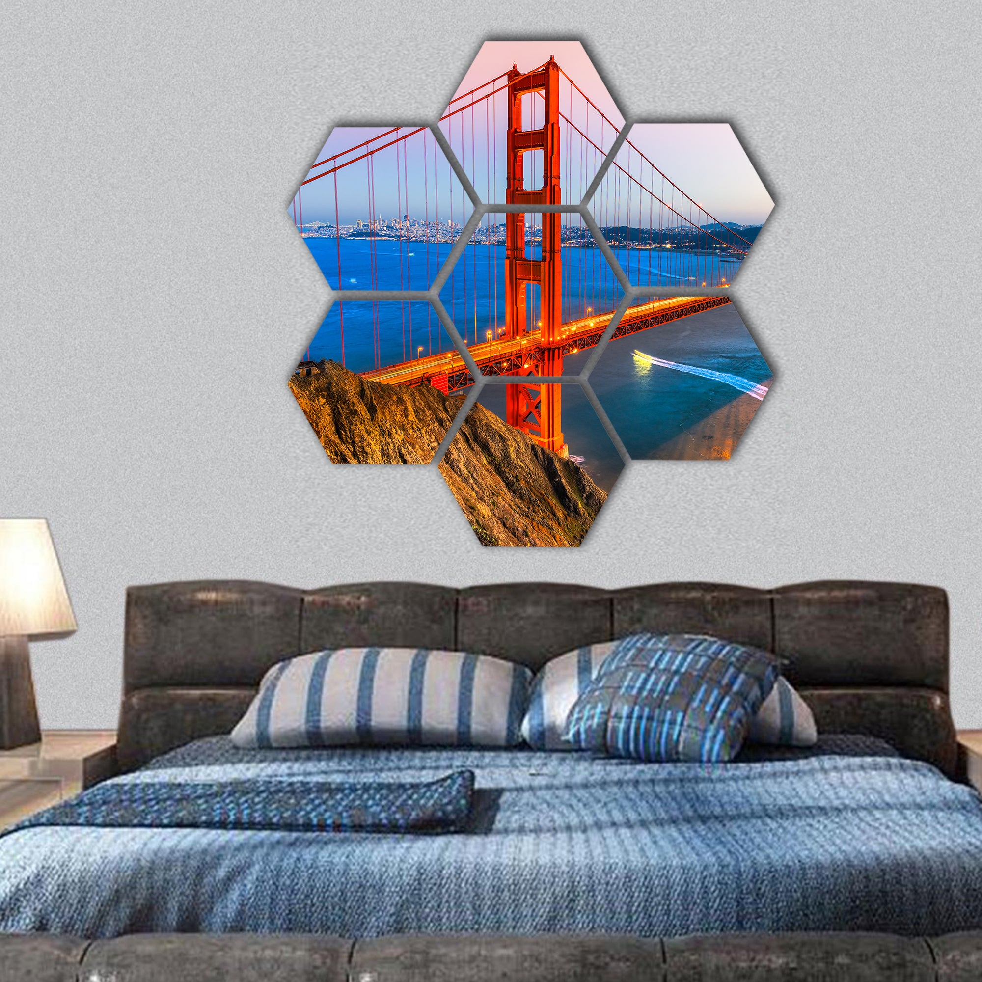 Golden Gate Bridge, San Francisco, California, USA hexagonal canvas wall art