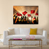 Silhouettes of People Holding the Flag of Turkey Multi panel canvas wall art