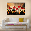 Silhouettes of People Holding the Flag of Turkey Multi panel canvas wall art