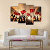 Silhouettes of People Holding the Flag of Turkey Multi panel canvas wall art