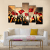 Silhouettes of People Holding the Flag of Turkey Multi panel canvas wall art