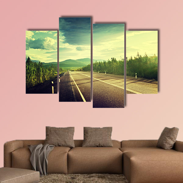 Road in Russian mountains multi panel canvas wall art