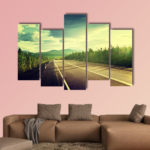 Road in Russian mountains multi panel canvas wall art