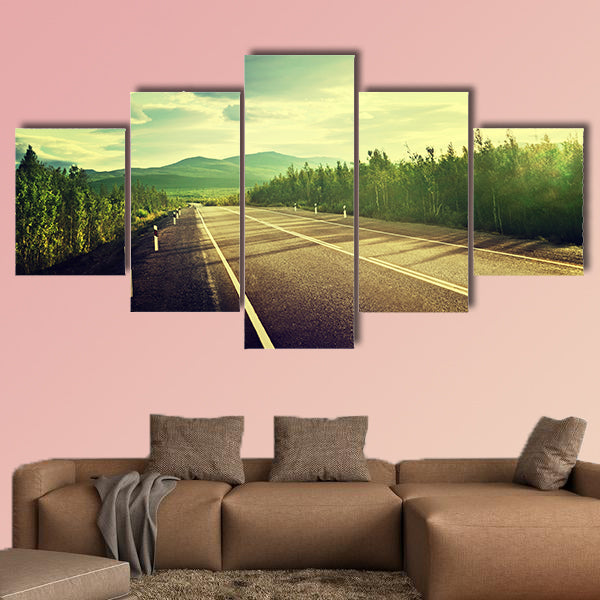 Road in Russian mountains multi panel canvas wall art