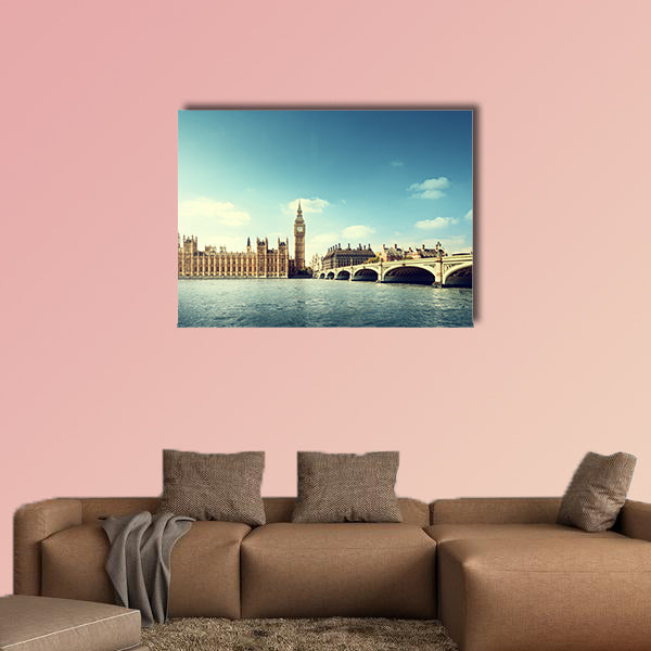 Big Ben in sunny day, London Multi panel canvas wall art