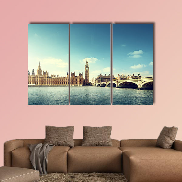 Big Ben in sunny day, London Multi panel canvas wall art