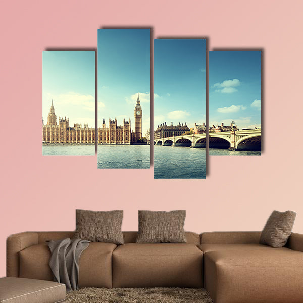 Big Ben in sunny day, London Multi panel canvas wall art