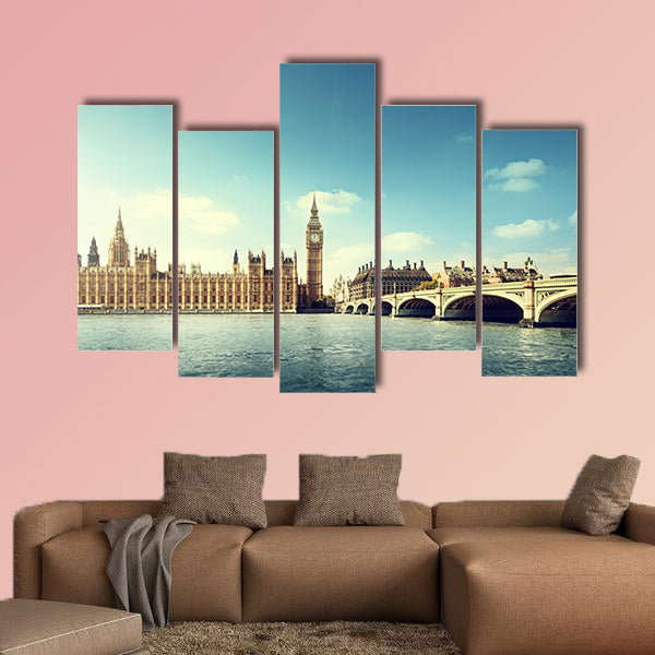 Big Ben in sunny day, London Multi panel canvas wall art