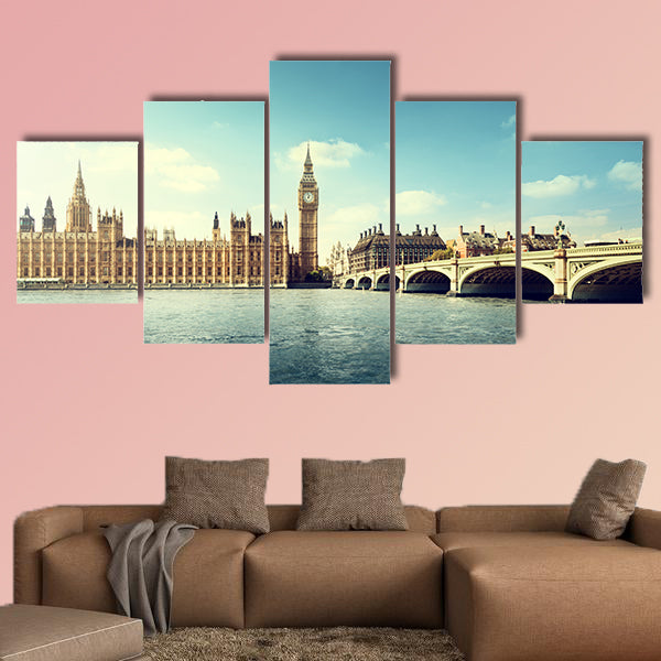 Big Ben in sunny day, London Multi panel canvas wall art