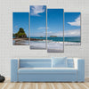 View over a beautiful pacific beach at Manuel Antonio, Costa Rica, National Reserve Multi panel canvas wall art