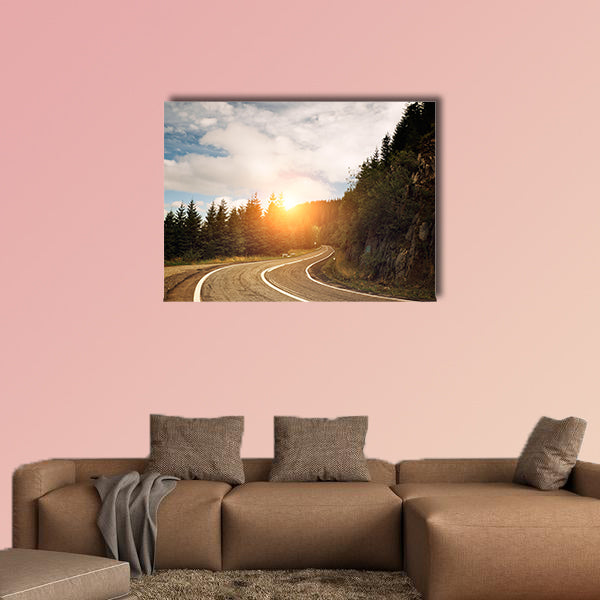 Mountain road multi panel canvas wall art