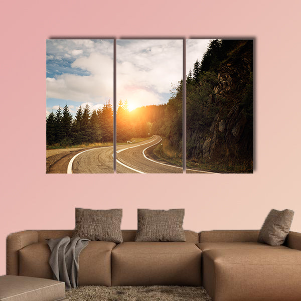 Mountain road multi panel canvas wall art
