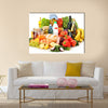 Composition with variety of grocery products isolated on white Multi panel canvas wall art