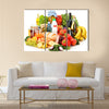 Composition with variety of grocery products isolated on white Multi panel canvas wall art