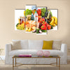 Composition with variety of grocery products isolated on white Multi panel canvas wall art