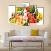 Composition with variety of grocery products isolated on white Multi panel canvas wall art