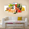 Composition with variety of grocery products isolated on white Multi panel canvas wall art