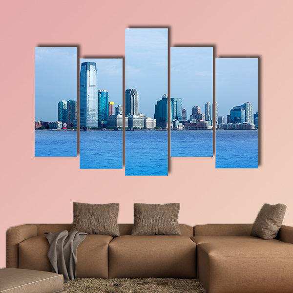 New Jersey skyline from Hudson River USA multi panel canvas wall art