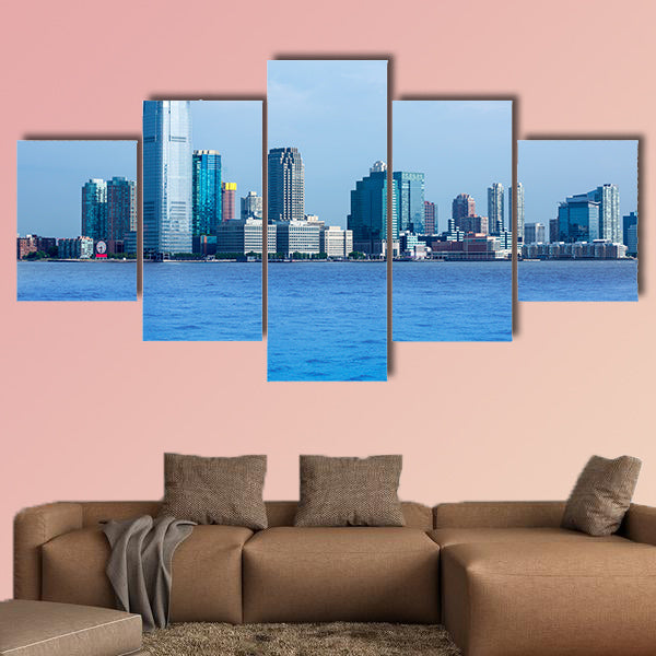 New Jersey skyline from Hudson River USA multi panel canvas wall art