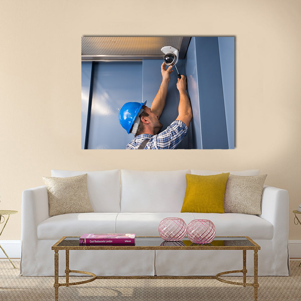Photo Of Professional Cctv Technician Multi panel canvas wall art
