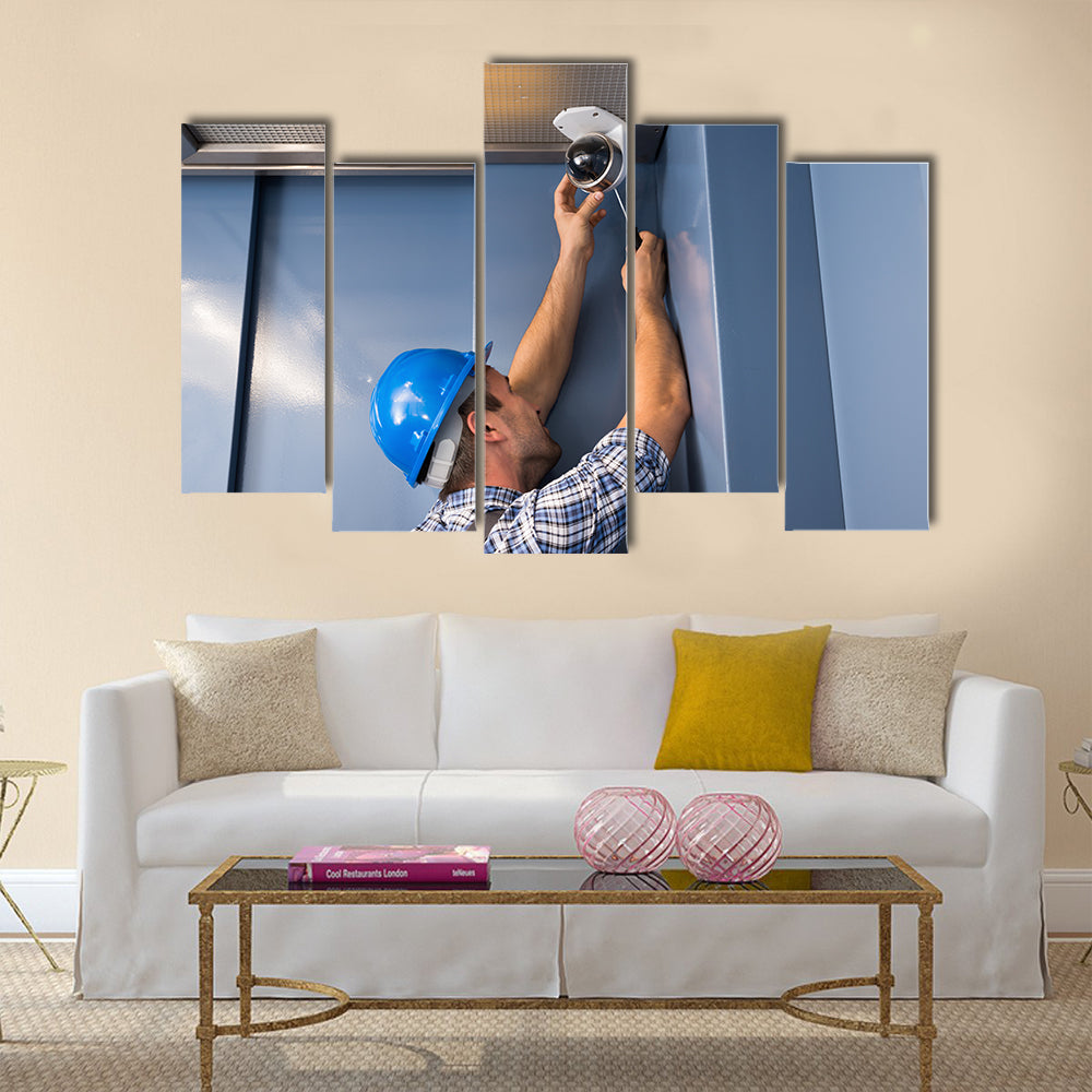 Photo Of Professional Cctv Technician Multi panel canvas wall art