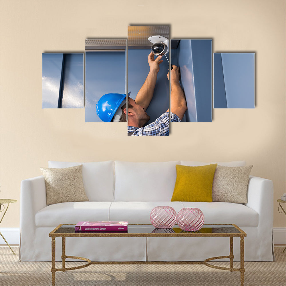 Photo Of Professional Cctv Technician Multi panel canvas wall art