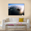 Portrait Of Two Tandem Skydivers In Action Parachuting Through The Air Multi Panel Canvas Wall Art