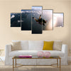 Portrait Of Two Tandem Skydivers In Action Parachuting Through The Air Multi Panel Canvas Wall Art