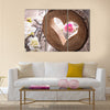 Light heart on rustic wooden background multi panel canvas wall art