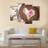 Light heart on rustic wooden background multi panel canvas wall art