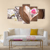 Light heart on rustic wooden background multi panel canvas wall art