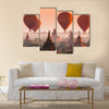 Hot air balloon over plain of Bagan in misty morning, Myanmar Multi panel canvas wall art