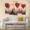 Hot air balloon over plain of Bagan in misty morning, Myanmar Multi panel canvas wall art