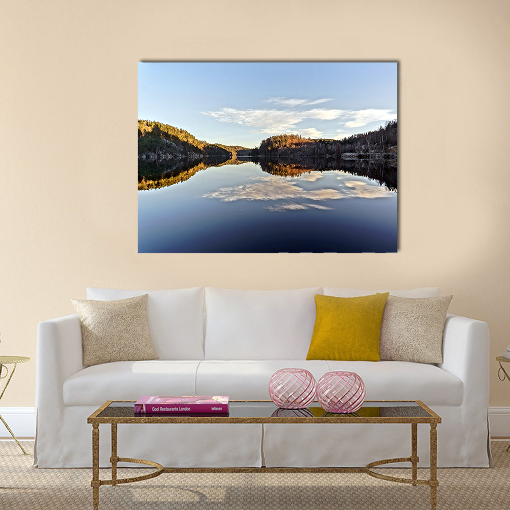 Sunset over the frozen fjord branch. In the region of the North Sea coast multi panel canvas wall art